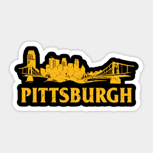 Pittsburgh Retro Skyline Bridge Vintage, Pittsburgh lovers Sticker